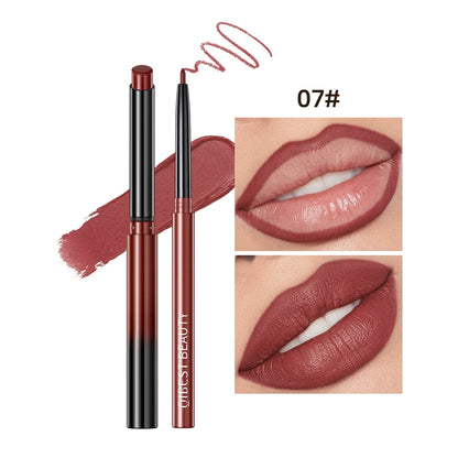 Blushimmer QIBEST 2-piece matte nude lipstick and lip liner pen set for women, waterproof, long-lasting contour makeup