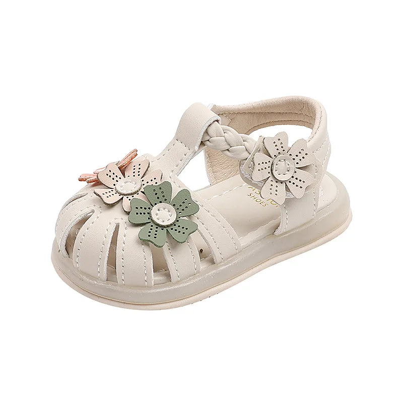 Summer Sandals New Fashion LED Light Kid Shoes Simple Versatile Retro Girl Shoe Princess Flower Lightweight  Elegant Kid Sandals