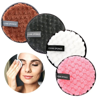Set of four Blushimmer microfiber cotton makeup remover pads for gentle, washable facial cleansing and skincare.