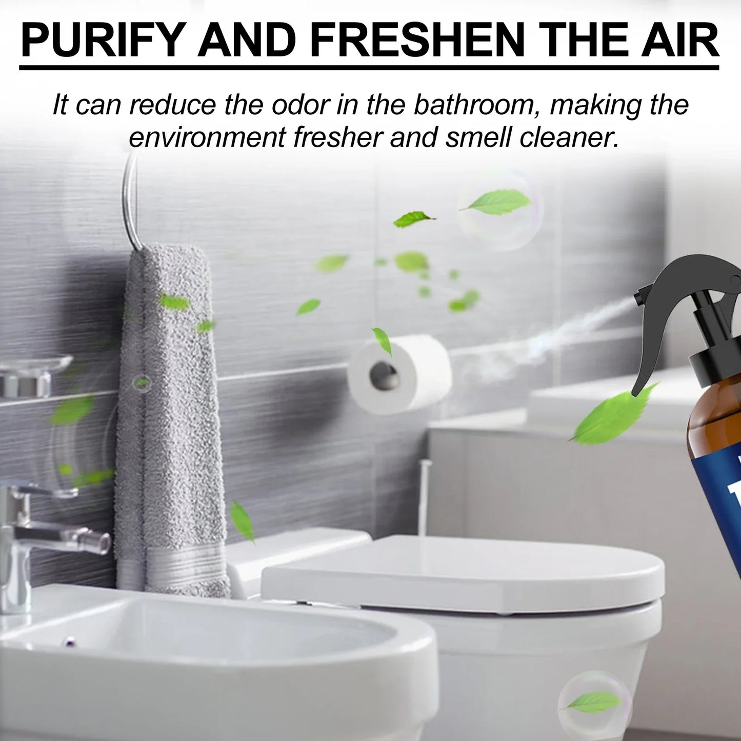 Bergamot Bathroom Deodorizer Spray Multi-functional Air Freshener for Kitchen Bedroom Interior Household Air Purification Spray