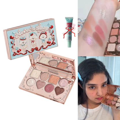 Blushimmer Flower Knows Chocolate Wonder-Shop 8-color eyeshadow palette with rich brown, gold, and neutral shades for versatile eye looks.