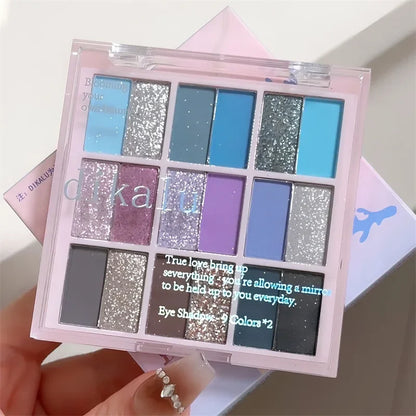 Blushimmer 18-color color blocking eyeshadow palette with pink, purple, and summer ice cream shades for vibrant Korean makeup looks.