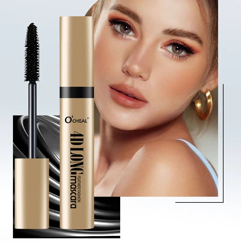 Blushimmer O‘cheal black mascara with 3D silk brush, showcasing thick, curling, lengthening eyelash extension makeup product.