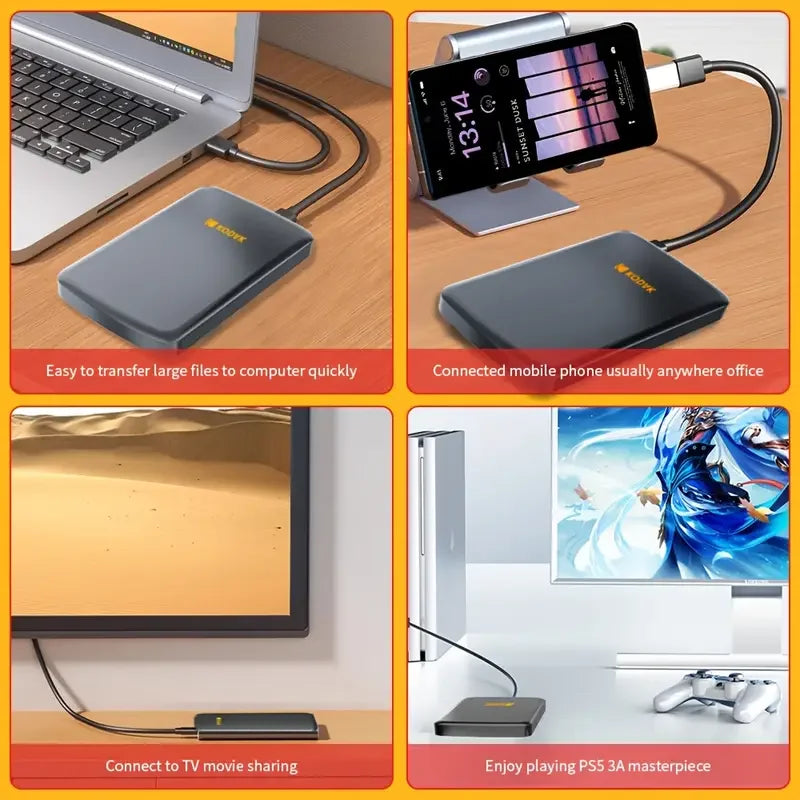Kodak P150 Portable External Hard Drive USB 3.0 1TB 500GB HDD for PC Laptop PS4 Xbox Large Storage Backup Plug and Play