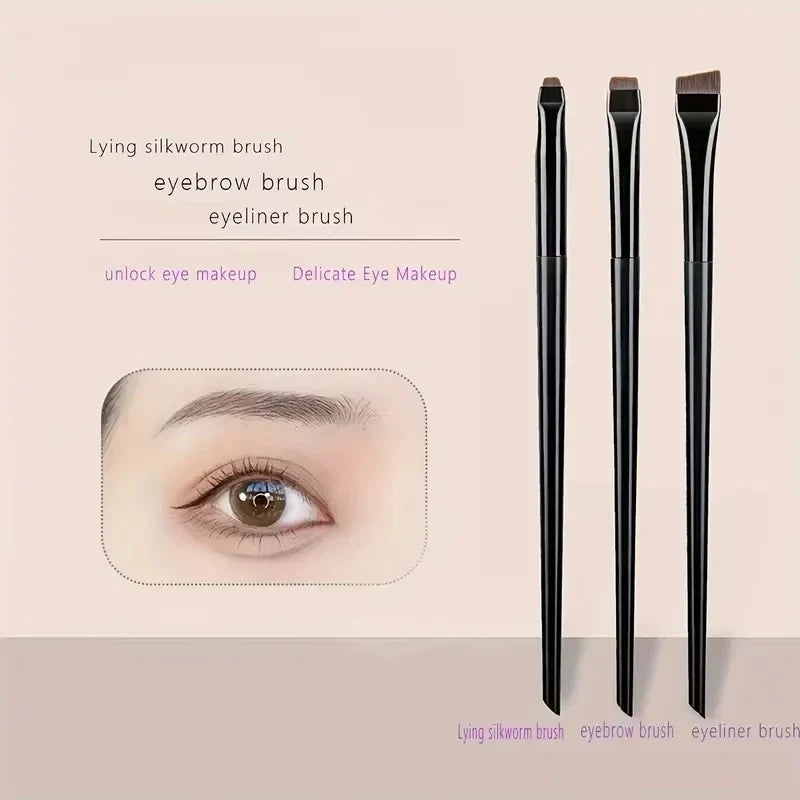 3 Pcs edge eyeliner brush oblique head eyebrow brush outline eyeliner brush ultra-thin eyeshadow brush makeup tools