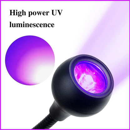 Blushimmer LED UV nail dryer lamp with clip-on flexible mini USB design for quick gel polish drying on a manicure desk.