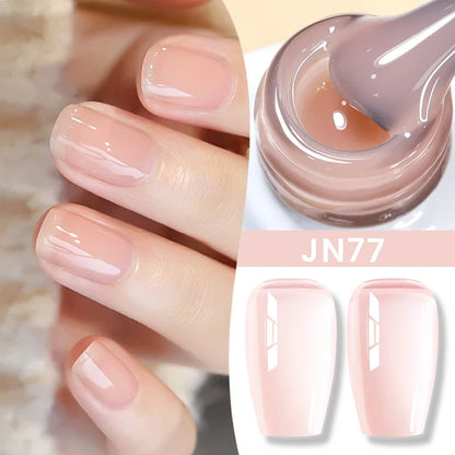 Blushimmer Born Pretty Jelly Nude Gel Nail Polish in light pink peach, 10ml, translucent UV cure gel for DIY nail art at home