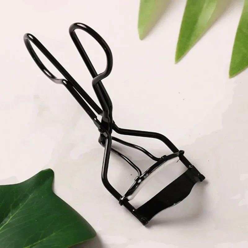Blushimmer silver and black eyelash curler with stainless steel tweezer for curling eyelashes, cosmetic beauty makeup tool