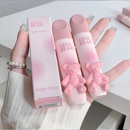 Blushimmer cute bear lip glaze and matte velvet lipstick with whitening lip cream in a compact, colorful makeup set.