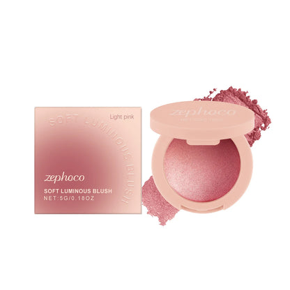 Blushimmer pearl blush with soft pink powder for a natural, radiant finish; long-lasting, buildable, delicate blush for cheeks.