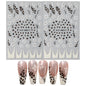 Holographic leopard and floral French nail stickers by Blushimmer, self-adhesive decals for manicure art and decoration.