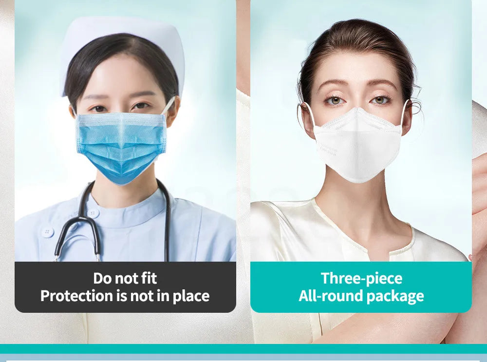 10-100PCS mascarillas FFP2 Face Mask CE Approved FPP2 Disposable KN95 KF94 Facial Mouth Black Fish Masks FFP2MASK kf94mask