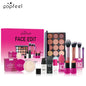 Blushimmer makeup gift set for women with eyebrow powder, lipstick, lip gloss, eyeshadow palette, brushes, shimmer, and glitter.