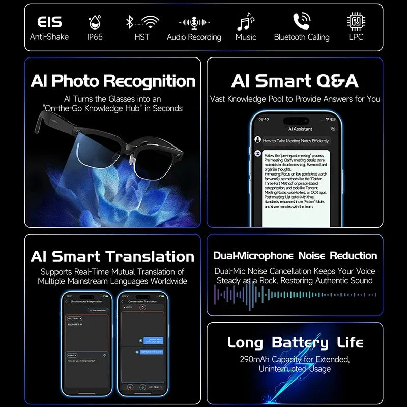 Smart Glasses 800W Camera 2026New Technologies Video Recording AI Photo Recognition Bluetooth Calls Voice Translation Sunglasses