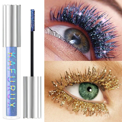 Blushimmer Diamond Shine Waterproof Glitter Mascara with snow effect, adding volume and curl to eyelashes.