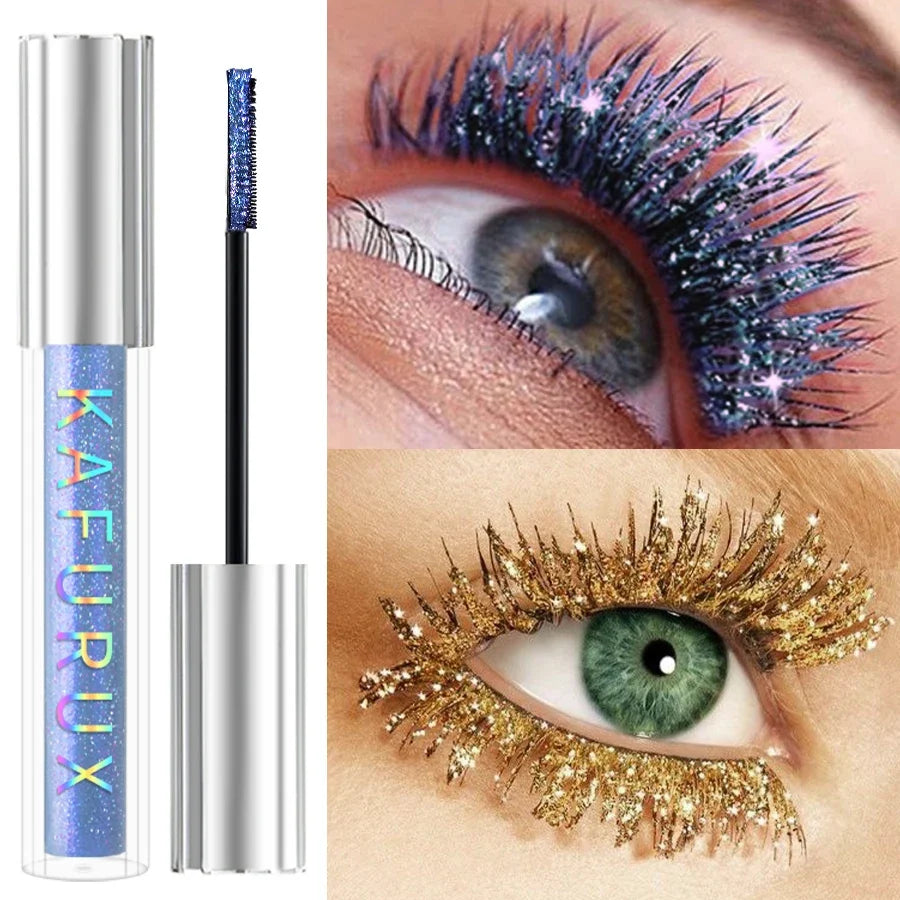 Blushimmer Diamond Shine Waterproof Volume Curl Mascara with glitter snow effect, smudge-proof eye makeup for women