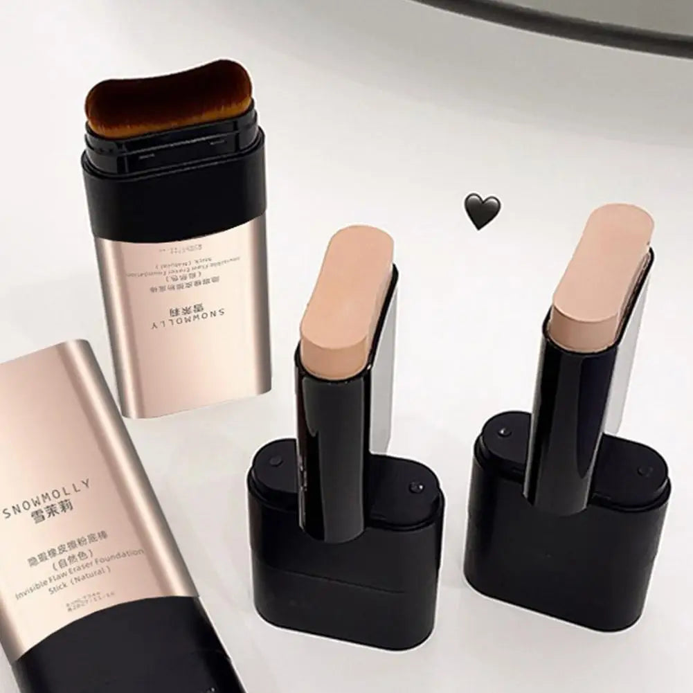 Blushimmer 2-in-1 lightweight foundation stick with full coverage, hydrating formula, natural finish, and long-lasting radiance.