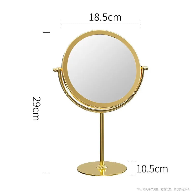Blushimmer 360° rotating iron desktop makeup mirror with textured design and stylish modern look.