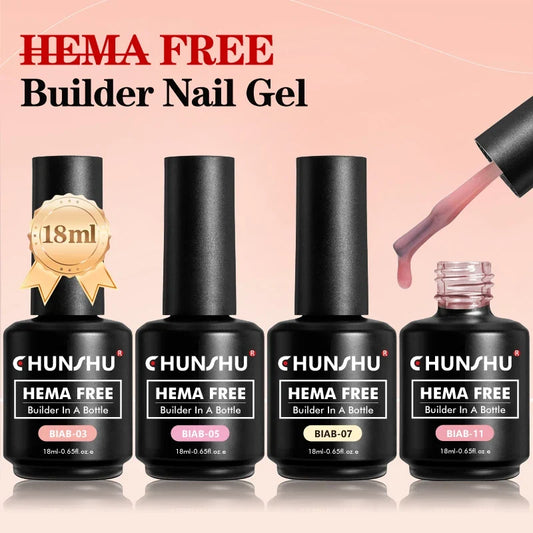 Blushimmer CHUNSHU Hema FREE UV Gel in a bottle, 18ml builder nail gel for extensions and semi-permanent nail art application