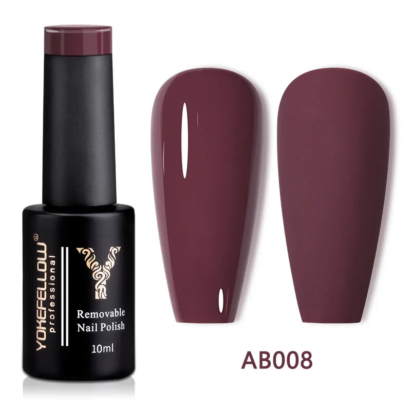 YOKEFELLOW 10ml translucent pink gel nail polish by Blushimmer, showcasing smooth, glossy UV soak-off gel for long-lasting nails.