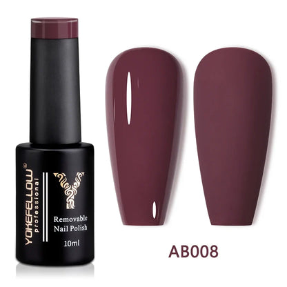 YOKEFELLOW 10ml translucent pink gel nail polish by Blushimmer, showcasing smooth, glossy UV soak-off gel for long-lasting nails.