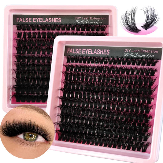 Blushimmer 10-18mm fluffy thick lash clusters with 10-row 40D-200D 5D design for DIY makeup and false eyelash extensions.