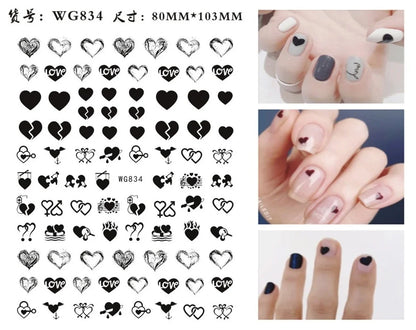 Black and white nail art sticker decals by Blushimmer featuring sexy woman and girl designs for press-on nail decoration.