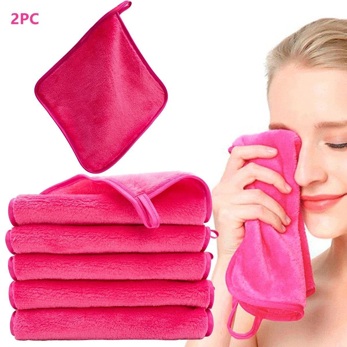 Two reusable Blushimmer microfiber makeup remover pads for face cleansing and skincare, soft and gentle facial cleaning wipes.