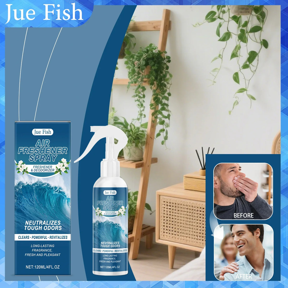 Indoor Air Freshener Spray Jasmine Scent With Long Lasting Fragrance Living Room Bedroom Bathroom Indoor Household Spray