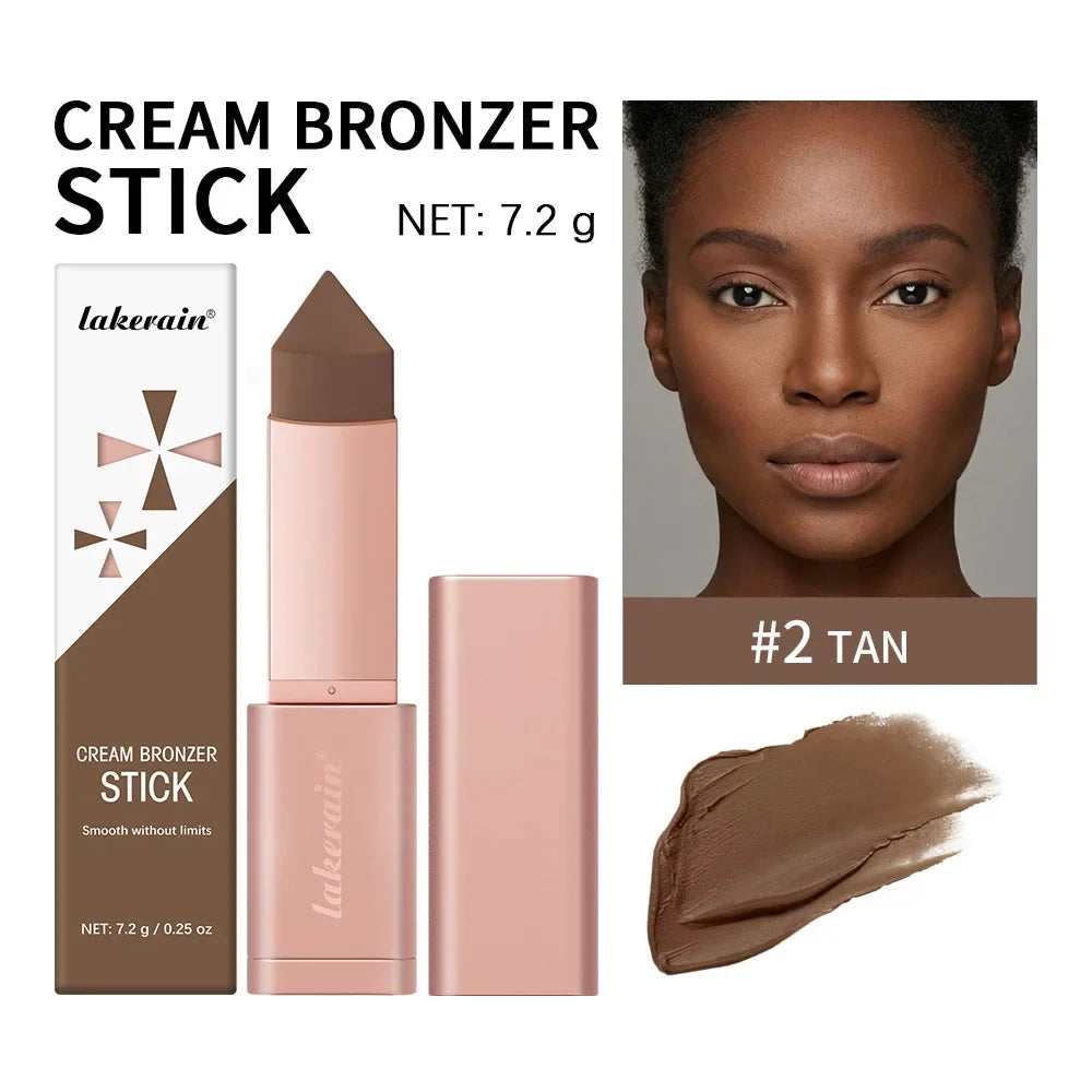 Blushimmer 2-in-1 cream bronzer and contour stick for face, blending seamlessly to add depth and dimension with natural finish.