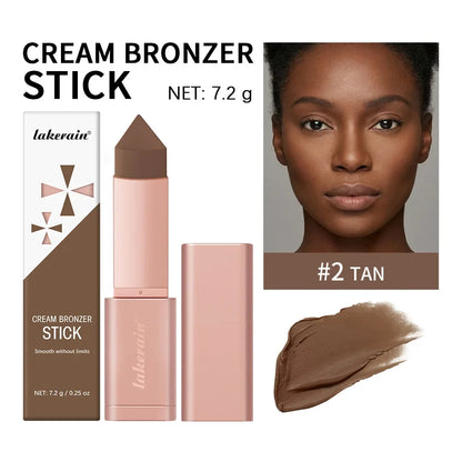 Blushimmer 2-in-1 cream bronzer and contour stick for face, blending seamlessly to add depth and dimension with natural finish.
