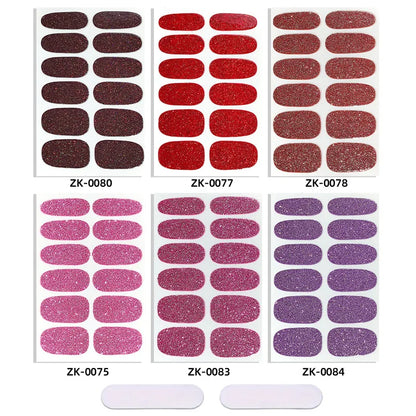 Gradient Cat Eye Style Nail Art Stickers, 16-Piece Set Self-Adhesive Waterproof Glitter False Nail Decals