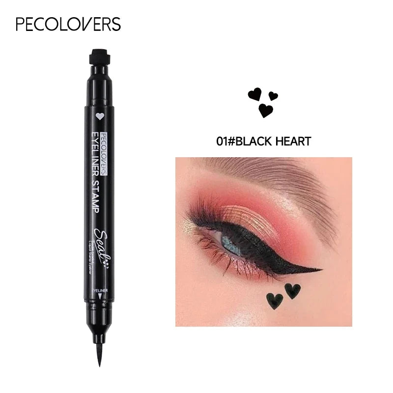 Black waterproof 2-in-1 star and moon stamp liquid eyeliner by Blushimmer, featuring precise design for creative eye looks.