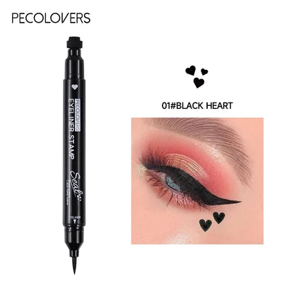 Black waterproof 2-in-1 star and moon stamp liquid eyeliner by Blushimmer, featuring precise design for creative eye looks.