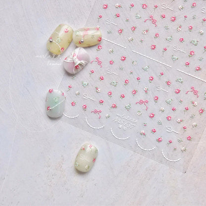 Dream Flower Shell Nail Art Stickers by Blushimmer, self-adhesive Japanese flower decals for press-on nails decoration.