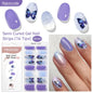 Blushimmer Harunouta 16-strip gradient red marble gel nail stickers with gold lines for DIY nail art, UV/LED compatible, semi-cured gel polish