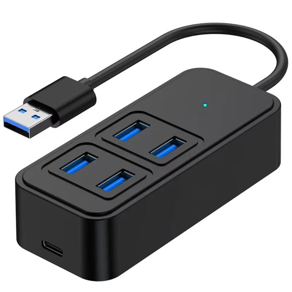 USB-C to 4-Port USB 3.0 Hub with DC 5V Power Supply 5Gbps High Speed Data Transfer Plug And Play Docking Station for Laptop