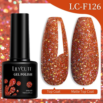 Blushimmer LILYCUTE 7ML colorful gel nail polish in various shades, showcasing long-lasting UV gel varnish for manicure nail art.