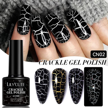 LILYCUTE neon crackle gel nail polish by Blushimmer in 7ml bottle, featuring fluorescent, quick-drying UV gel for vibrant nail art.