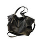 Black leather women's tote shoulder crossbody bag by OBA, stylish shopper handbag with smooth finish and versatile design.