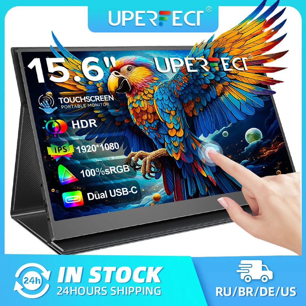 UPERFECT 15.6" Touch Screen Portable Monitor 1080P FHD IPS Gaming Display USB-C with Speakers Mini HDMI for PS5 PS4 Xbox Series