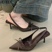 Summer Slip On High Heel Women Sandals Fashion Butterfly-knot Singbacks Pumps Stripper Party Female Sandalias