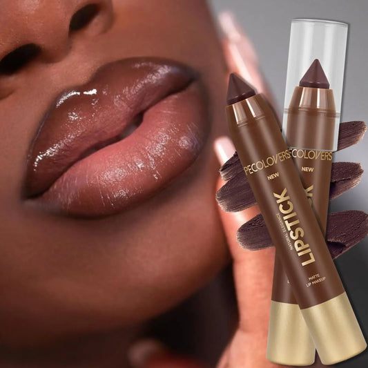 Blushimmer fine tip lip liner pen in sexy brown red with matte finish, used for lip contouring and tinting.