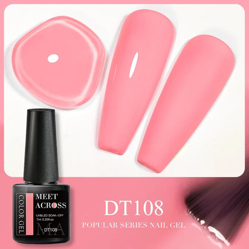 Blushimmer Meet Across 5ml pink dried flower gel nail polish with natural flower design for UV and LED nail art and soak-off varnish