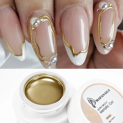 Blushimmer metallic gel nail polish in silver, gold, or rose mirror finish, 5/7/8ml semi-permanent UV nail art gel polish