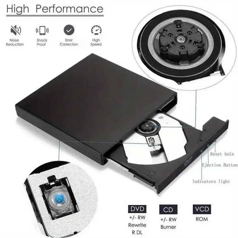 External CD/DVD Drive USB External Disk Drive CD-RW DVD-ROM Optical Player Burner Player For Desktop Laptop PC Computer