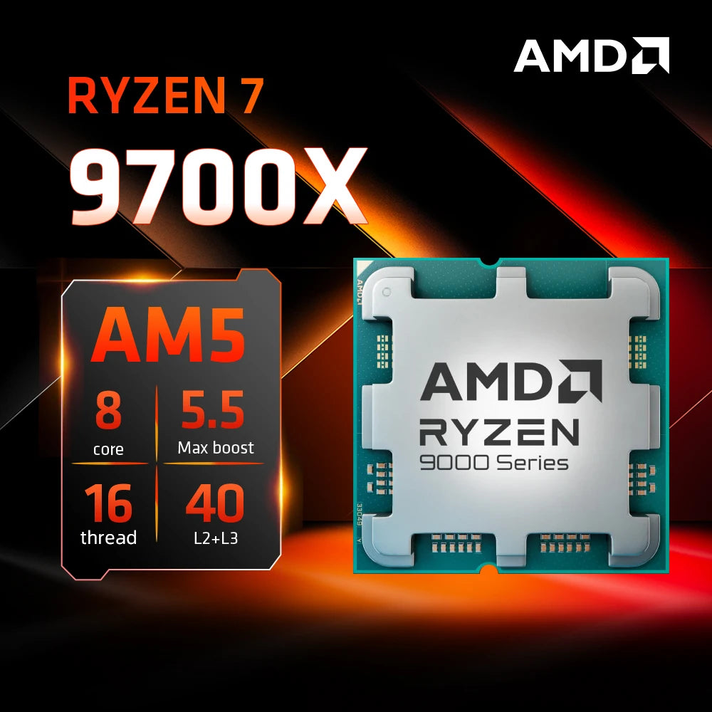 AMD Ryzen 7 9700X CPU 5.5GHz 8-Core 16-Thread 40MB Game Cache 4NM Socket AM5 Gaming Processor without Package for PC Gamer