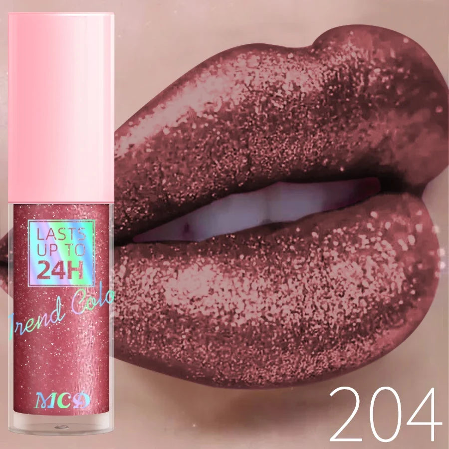Blushimmer 18-color glitter lip gloss with pearling shine, long-lasting waterproof liquid lipstick, sparkly lip makeup for women