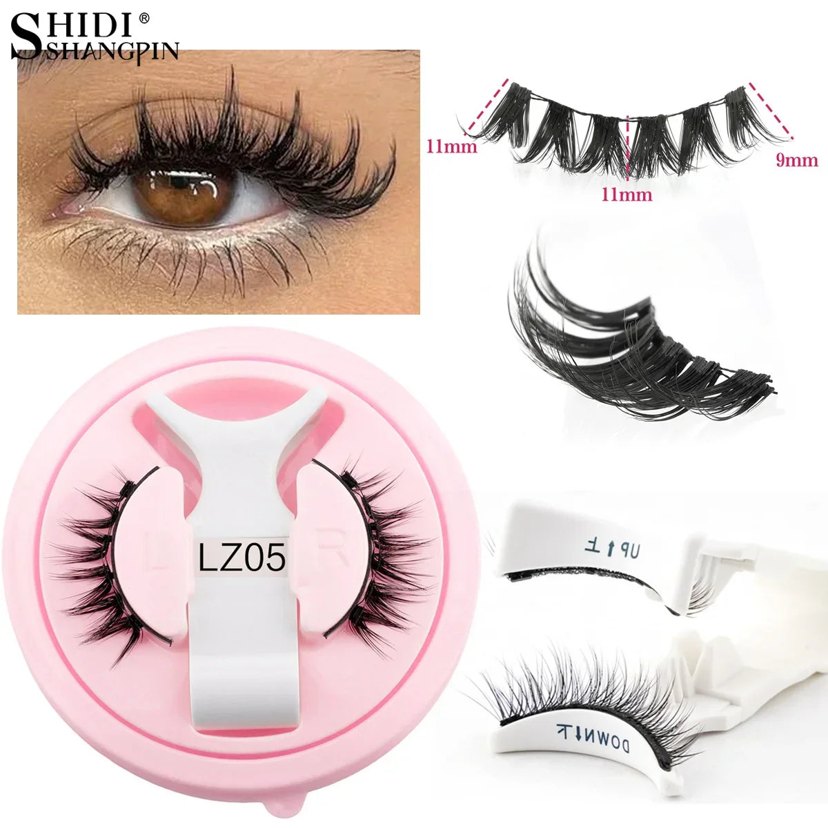 Pair of Blushimmer magnetic faux mink eyelashes with magnetic tweezers, handmade fluffy natural false eyelashes for makeup.