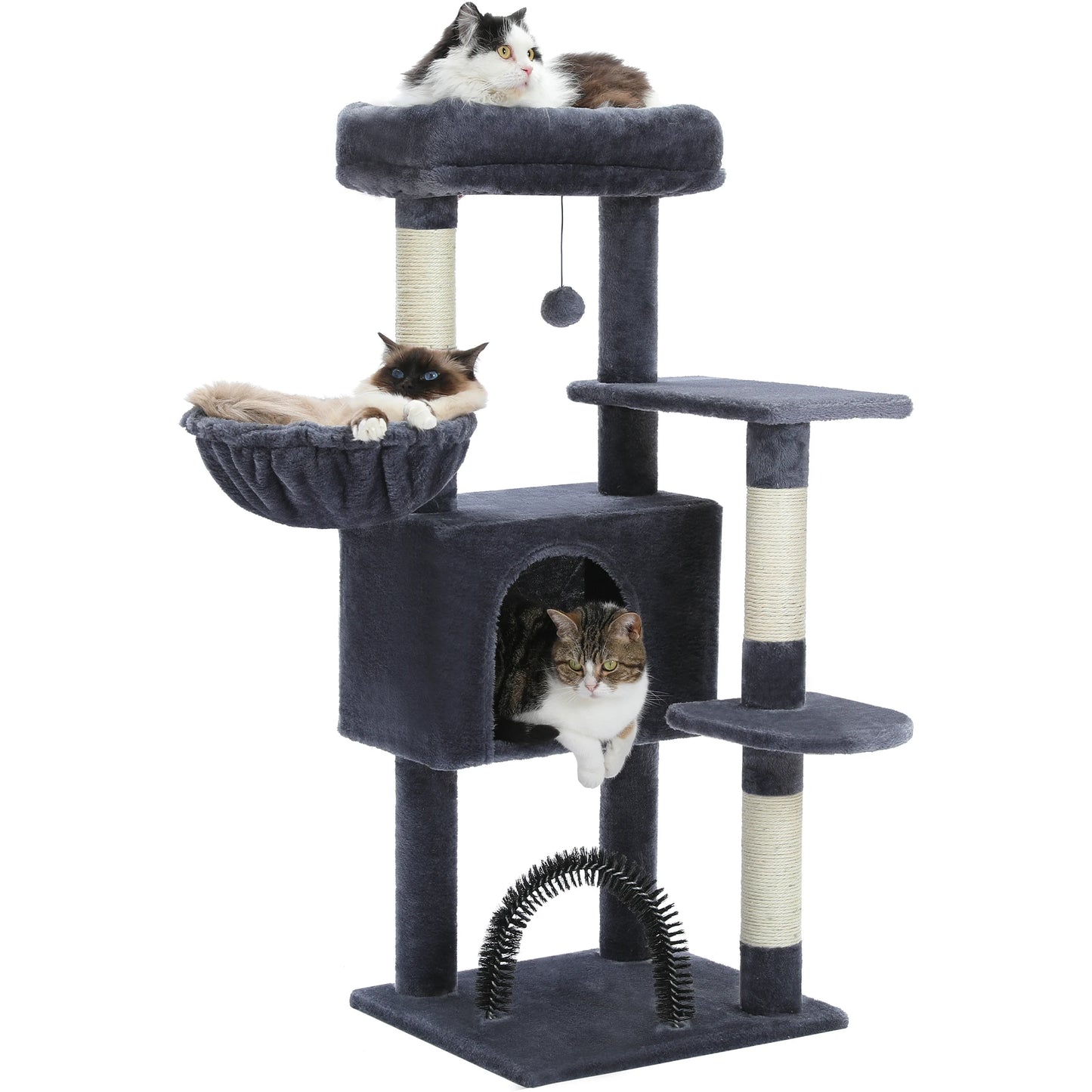 Aaiwang Pet Products Cat Tree with plush perch, cozy condo, hammock, and sisal scratching posts for indoor cats.